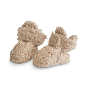 Mushie Cozy Baby Booties - Oatmeal - age 3-6 Months
